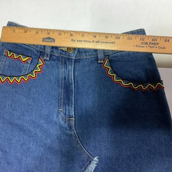 I Pinco Pallino 1950 Jean Denim Skirt Size 14 Beaded Pockets - Picture 7 of 8